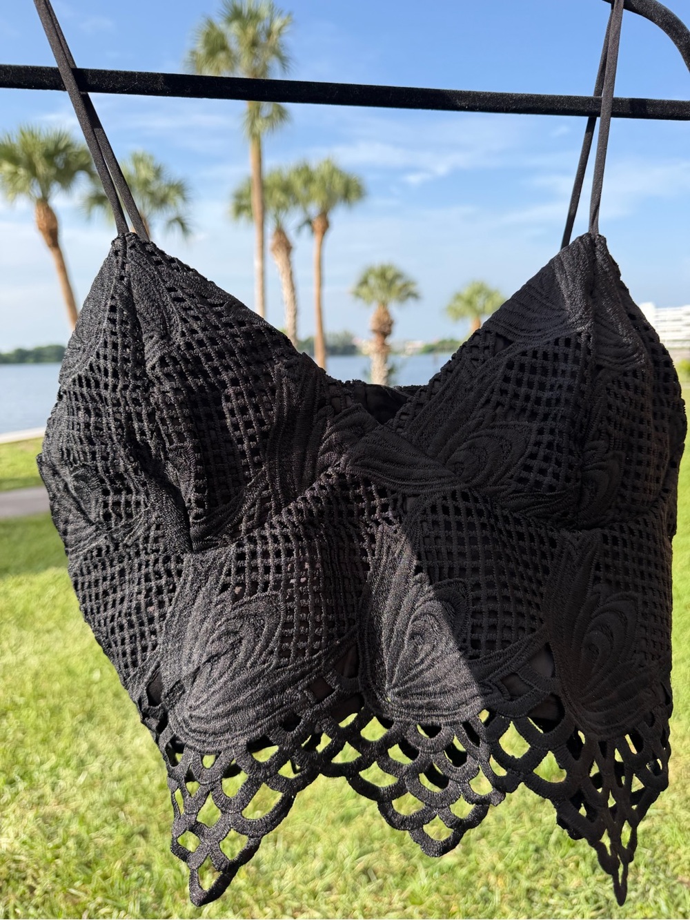 Bardot Black Lace Crop Top